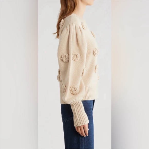 FARM RIO Brazilian Tropical Sand Floral Crochet Sweater - Picture 3 of 8